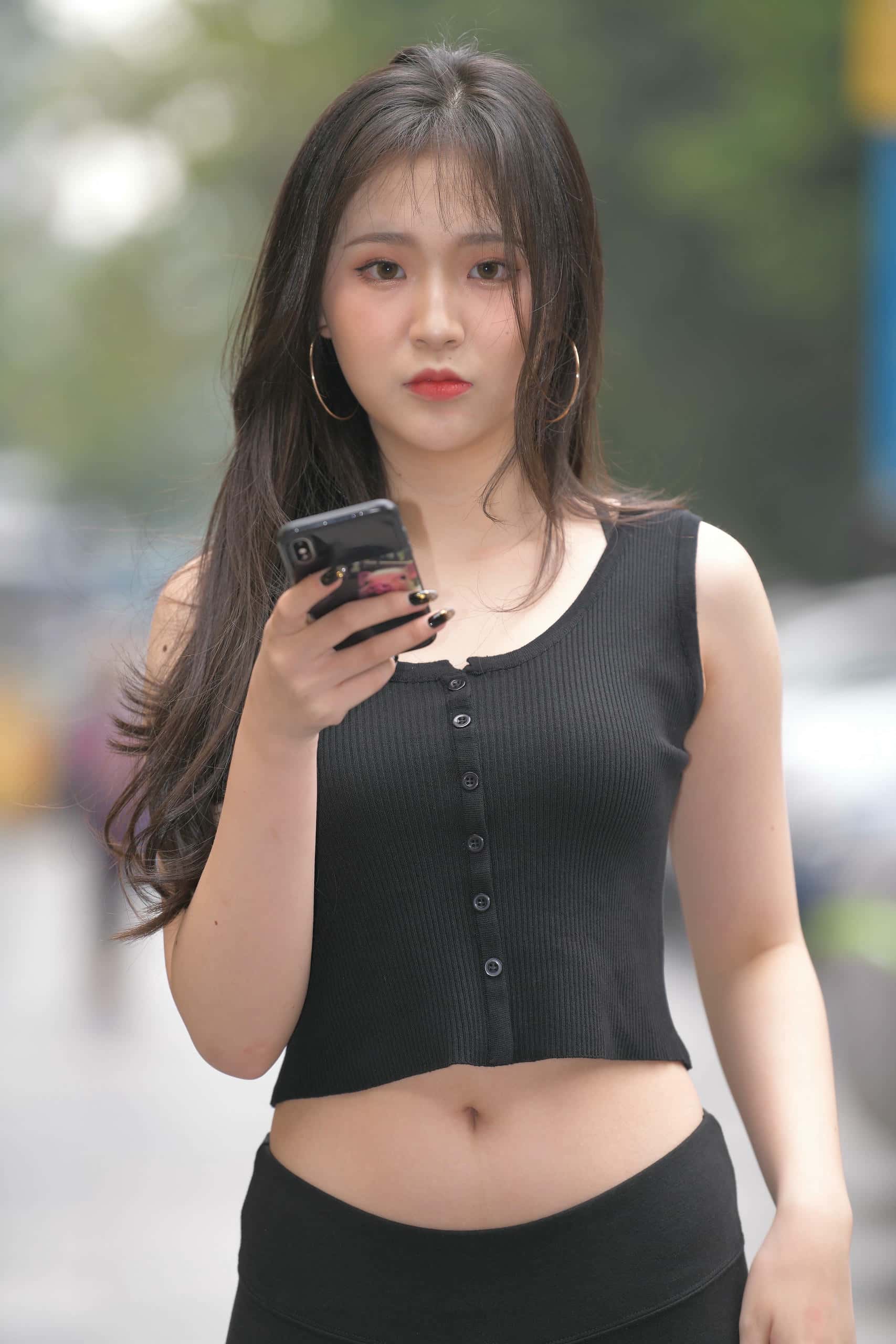 图片[2]-喝奶茶的黑色瑜伽裤长发姑娘【376P】00055-影集库