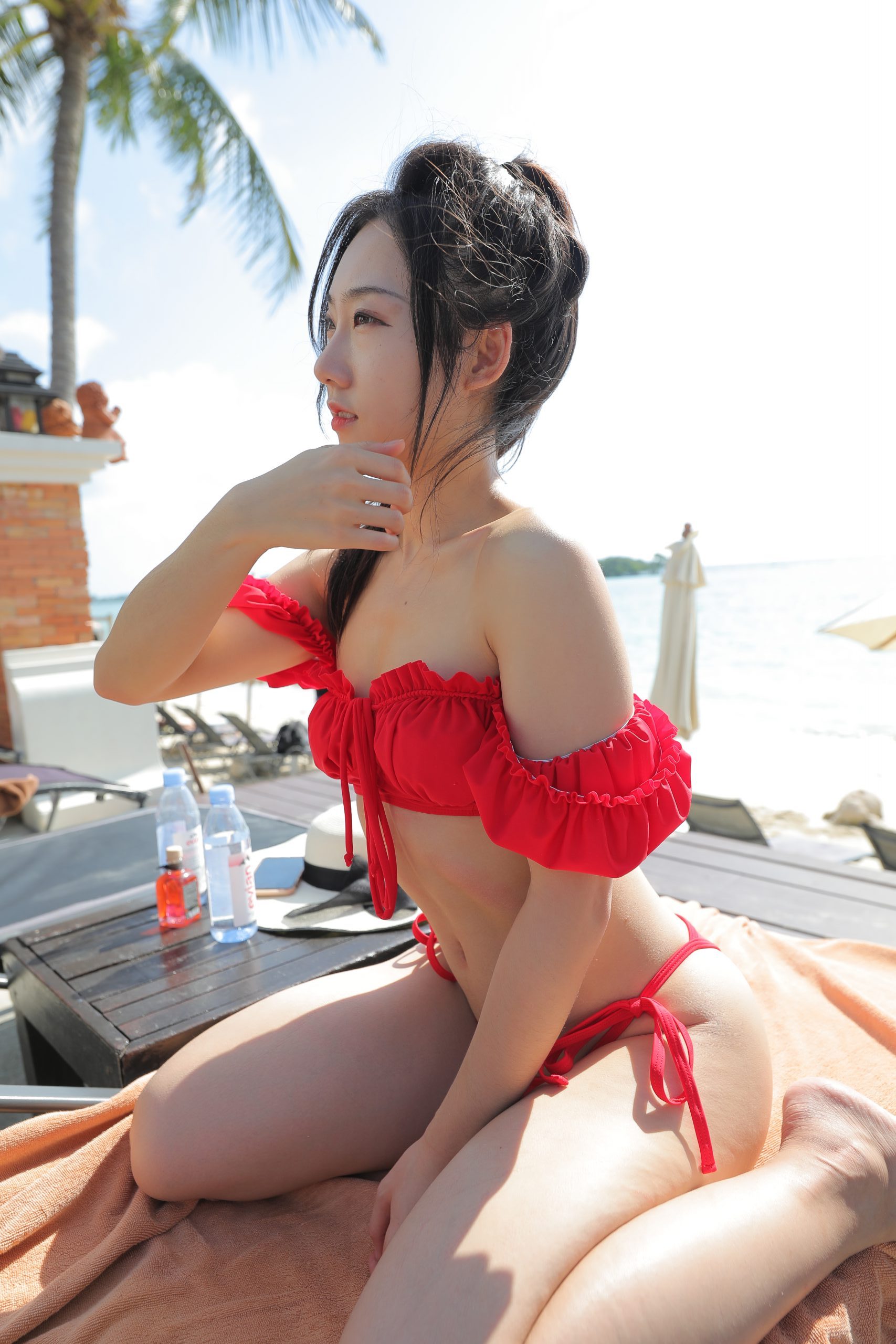 图片[3]-海边度假的红色比基尼小姐姐【364P】J0890-影集库